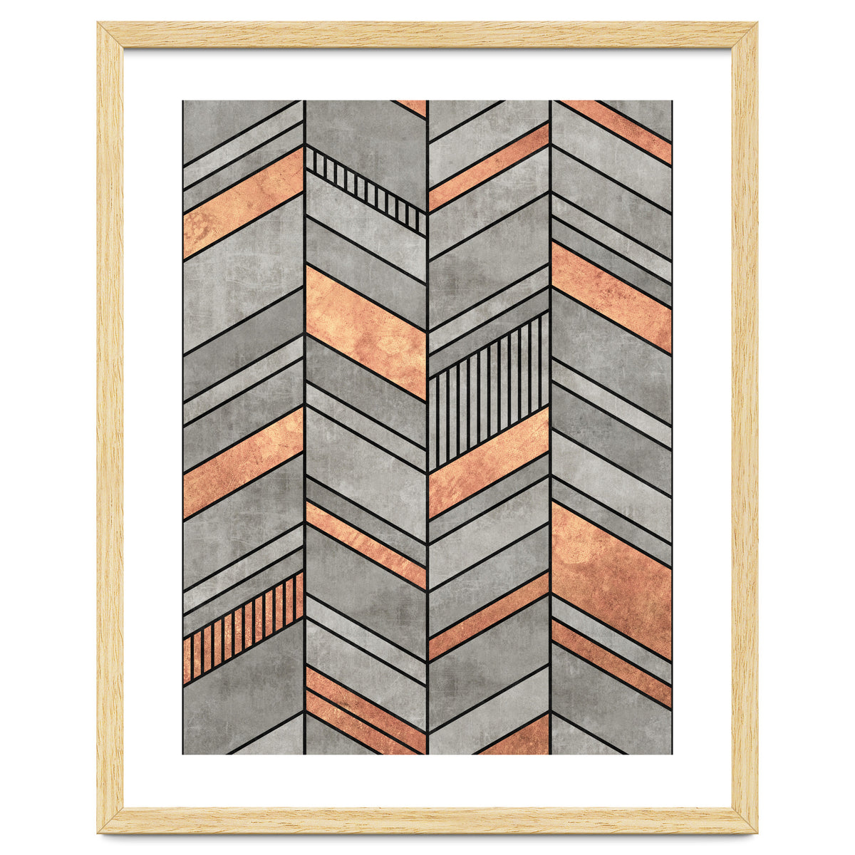 Abstract Chevron Pattern - Concrete and Copper