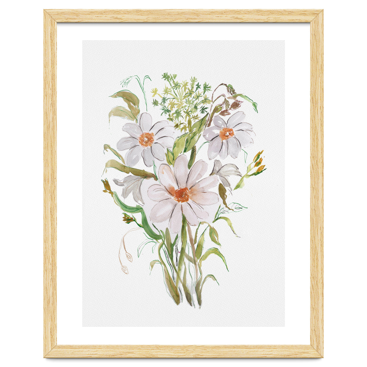 Watercolor White Florals