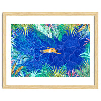Tropical Jungle Pool | Forest Pop of Color Botanical | Travel Wild Plants Eclectic Watercolor Swim
