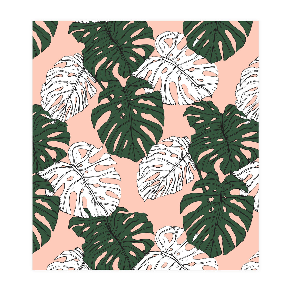 Hand drawing monstera pastel color (Print Only)