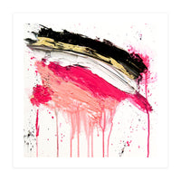 Modern Abstract Pink Black Gold Brushstrokes Splatters Acrylic (Print Only)