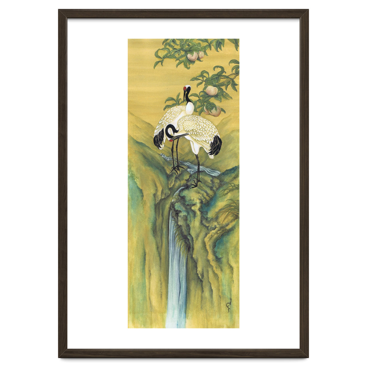 Cranes At The Top Of A Waterfall