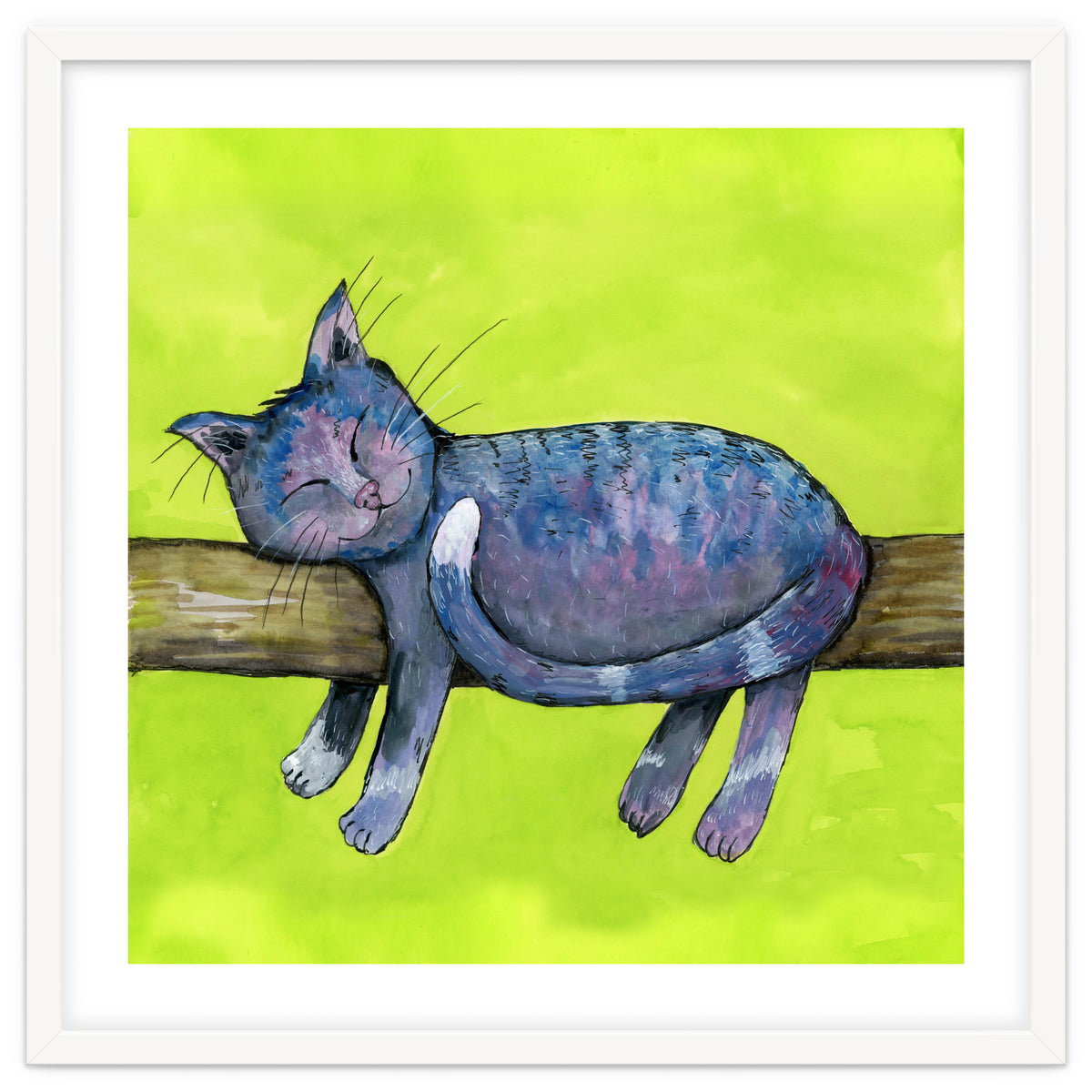 Sleeping cat in purpe