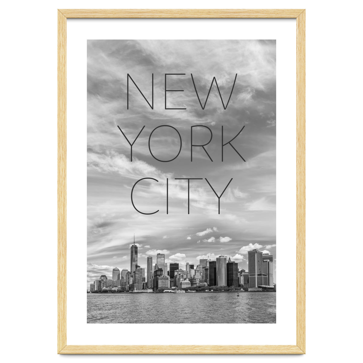 NYC Lower Manhattan & Hudson River | Text & Skyline