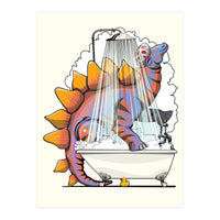 Dinosaur Stegosaurus in the Shower, funny bathroom humour (Print Only)