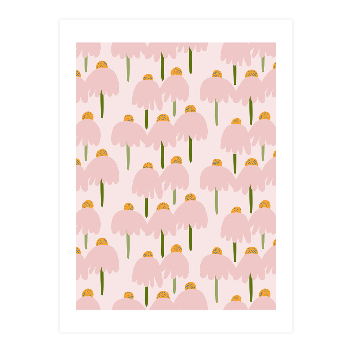 Pastel Pink Flower Pattern  (Print Only)