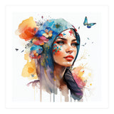 Watercolor Floral Arabian Woman #6 (Print Only) thumbnail