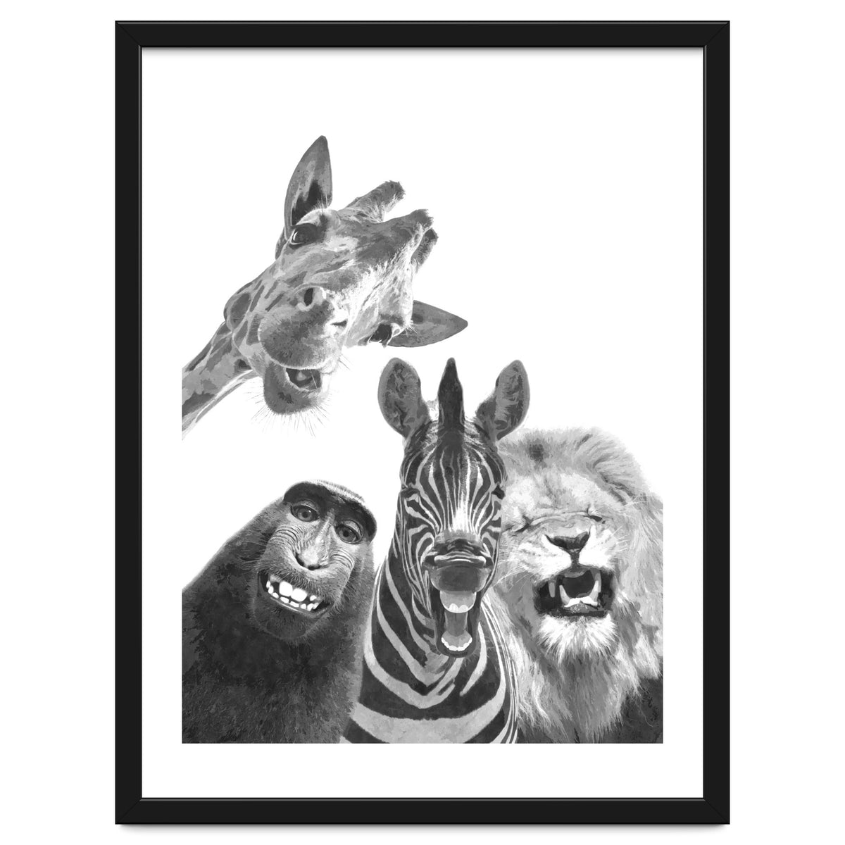 Black and White Jungle Animal Friends