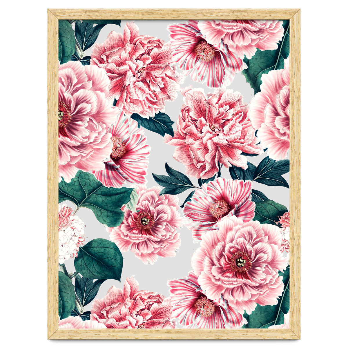 Pattern pink vintage peonies