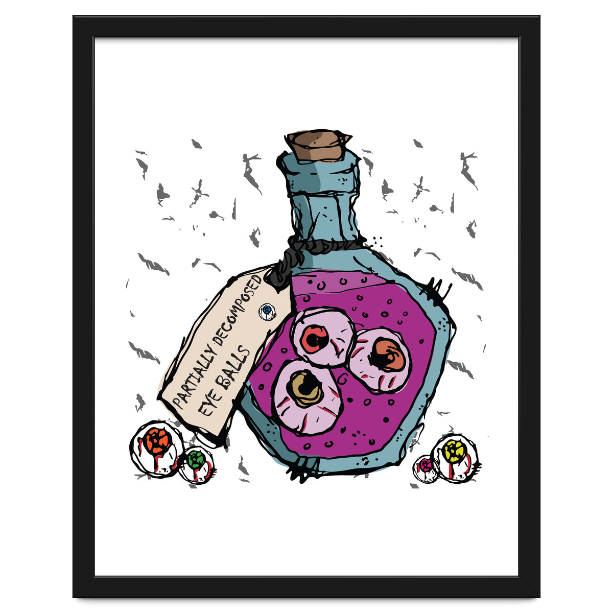 Decomposed eyes in a bottle