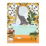 Elephant Bathing in Moroccan Style Bathroom (Print Only) thumbnail