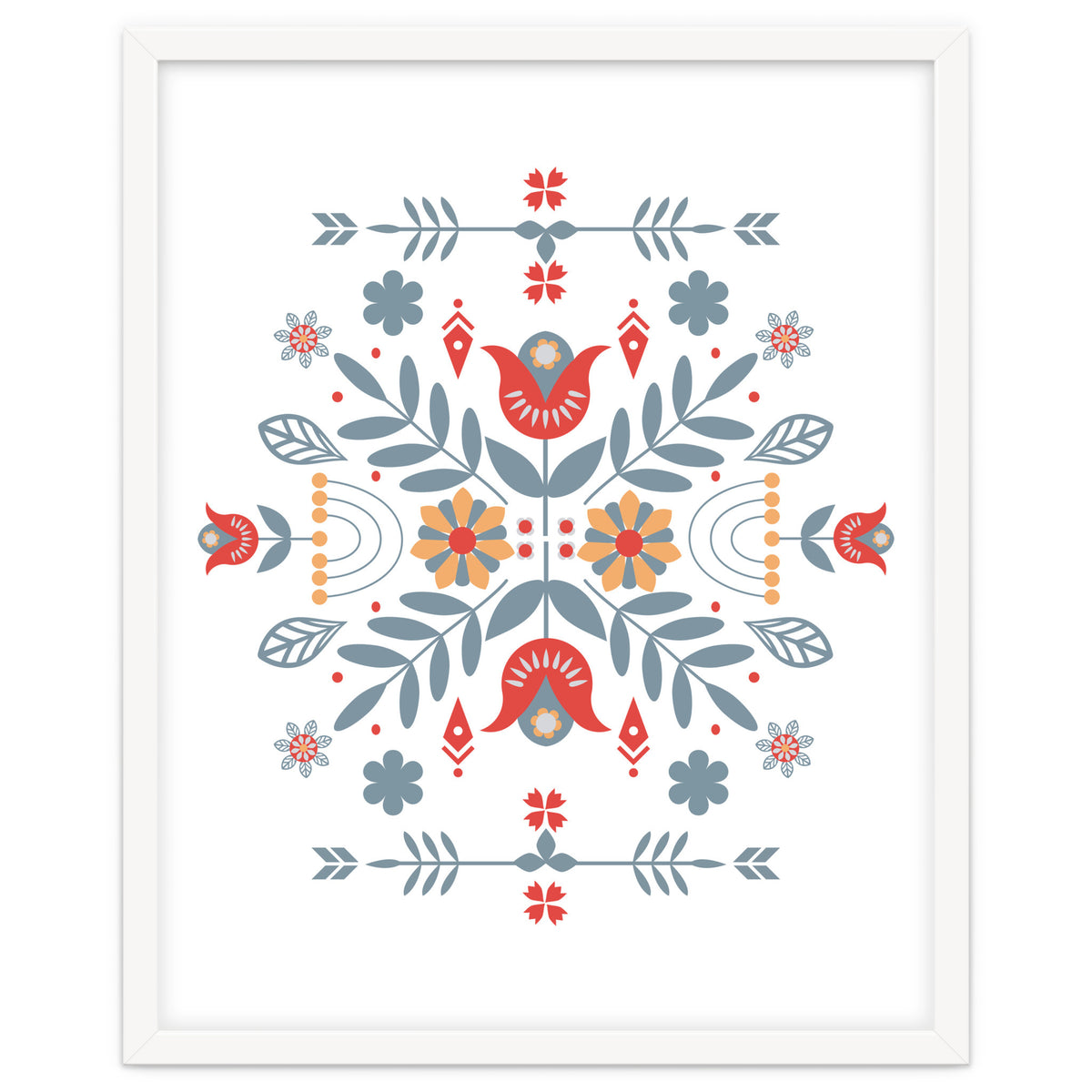 Scandinavian Folk Retro Flower Pattern