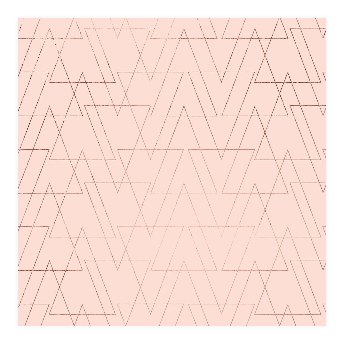 Modern Rose Gold Geometric Thin Triangles Blush Pink Abstract Pattern (Print Only)
