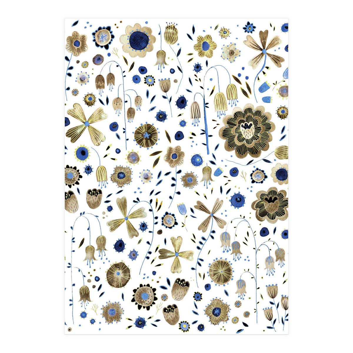 Indigo Flower Golden Mashup (Print Only)