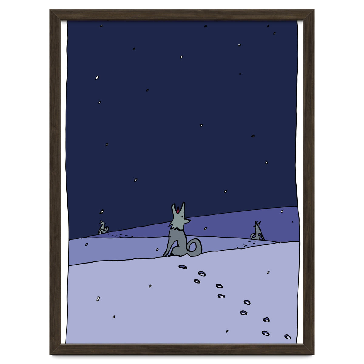 Dogs in Winter Night