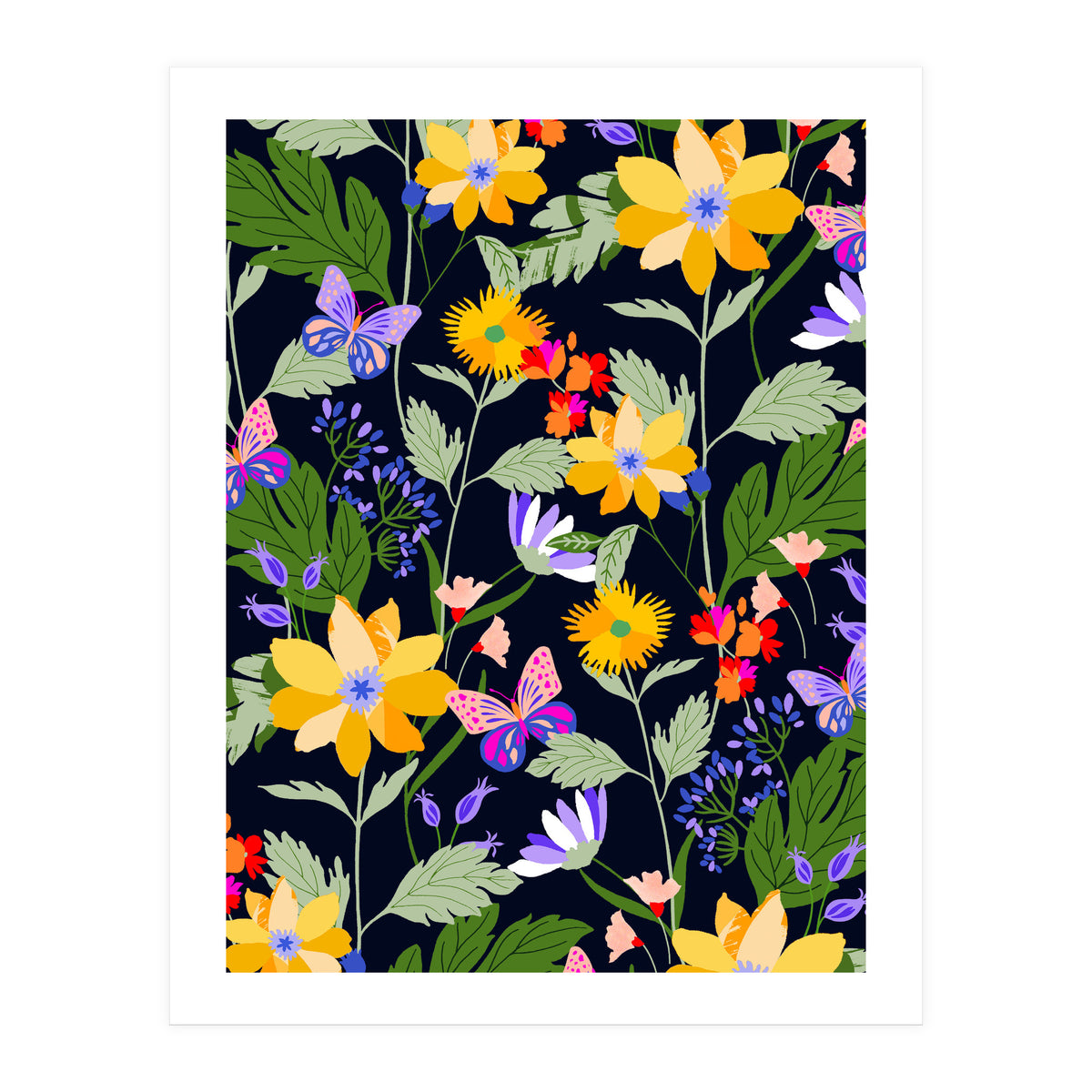 Flowers and butterflies (Print Only)