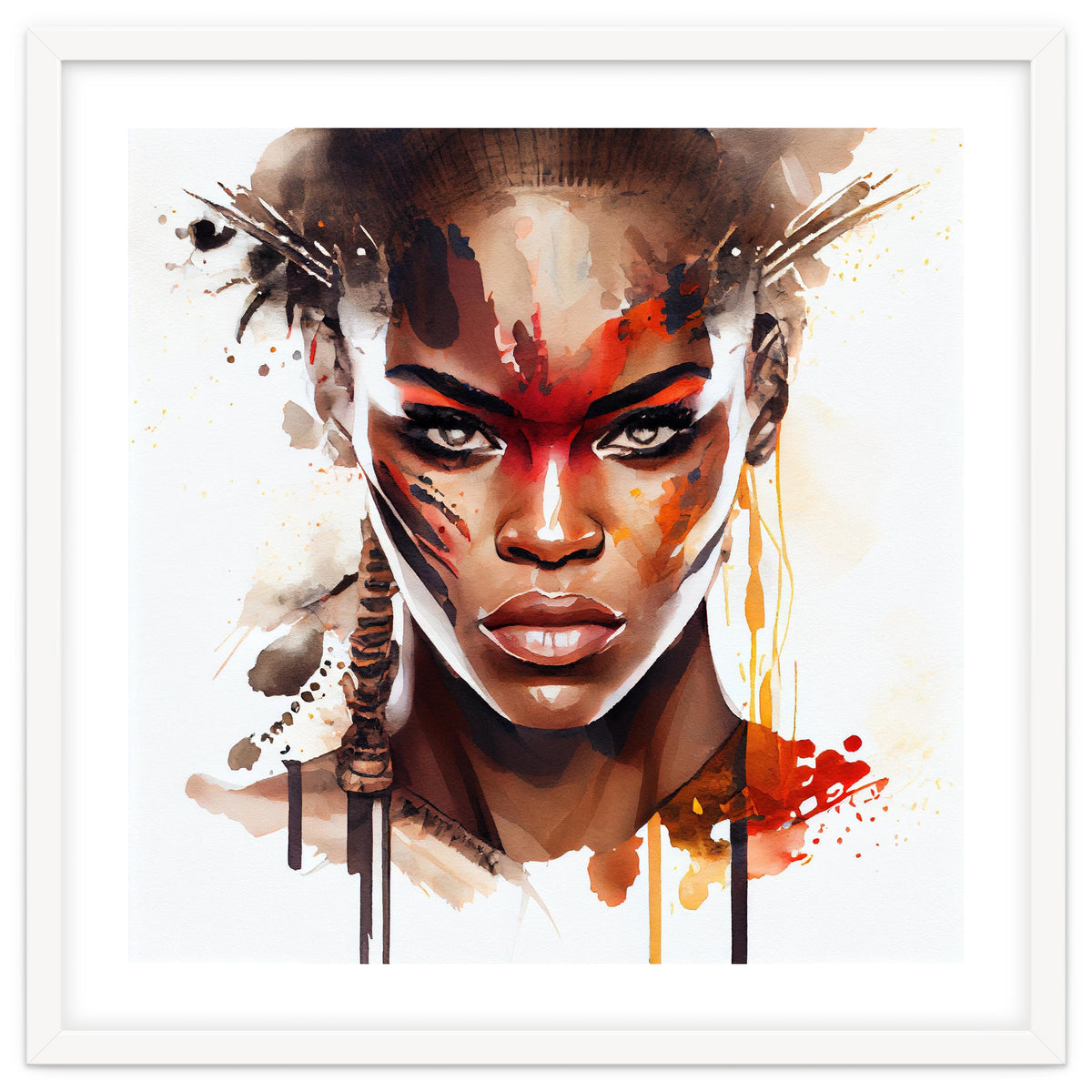 Watercolor African Warrior Woman #3