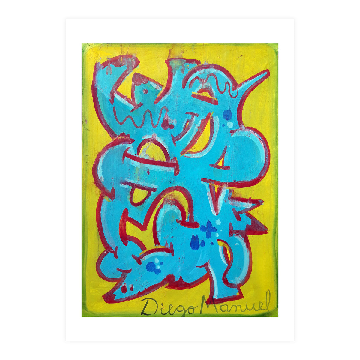 Forma Celeste Sobre Amarillo 3 (Print Only)