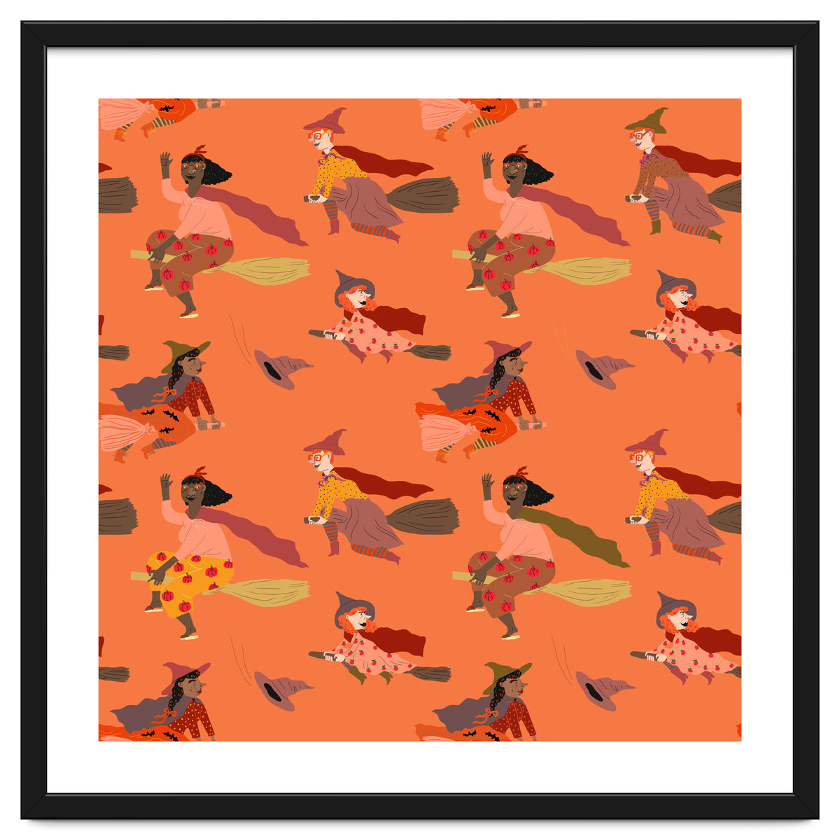 Tiny Witches Pattern (orange Backgrownd)