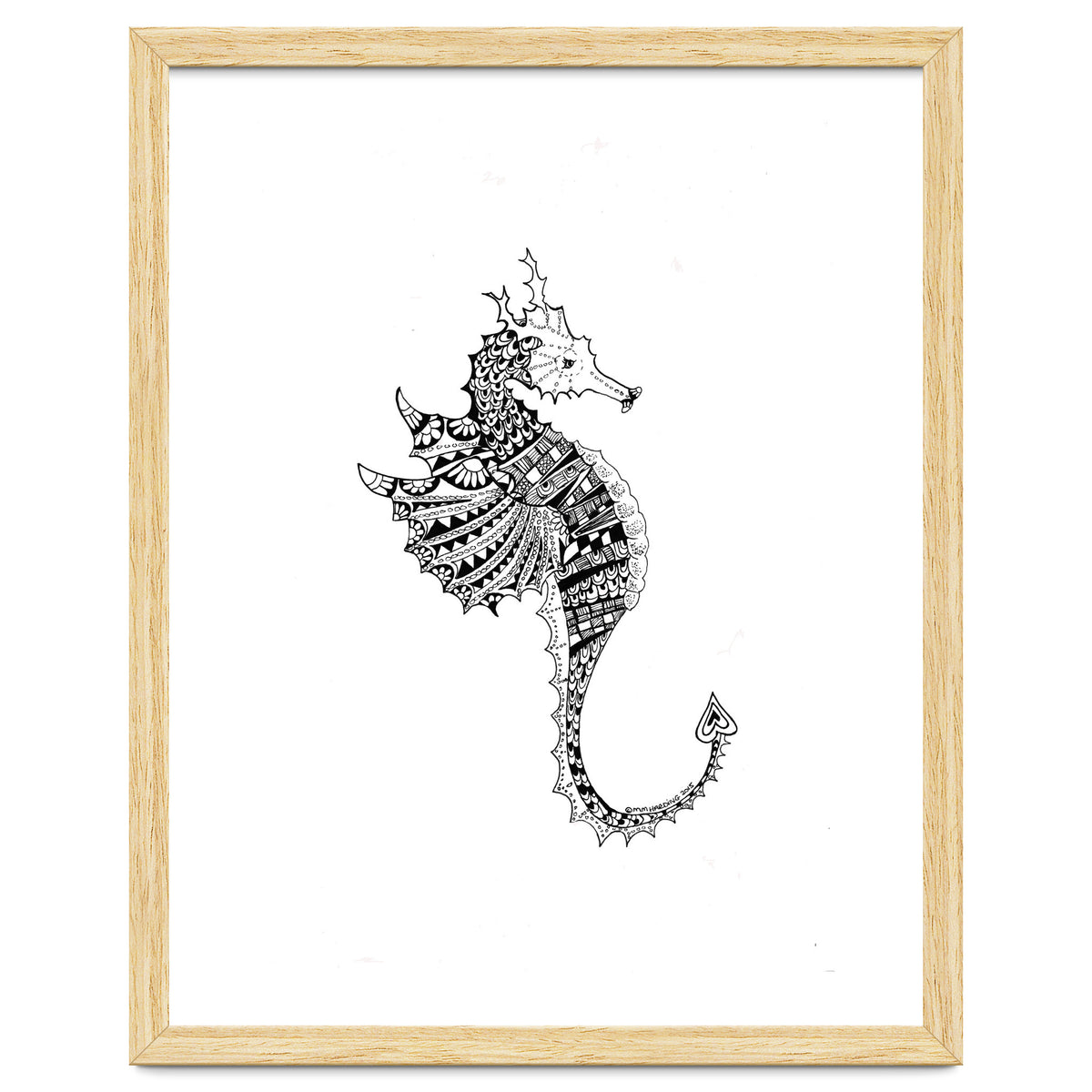 Seahorse Dragon Zen Doodle