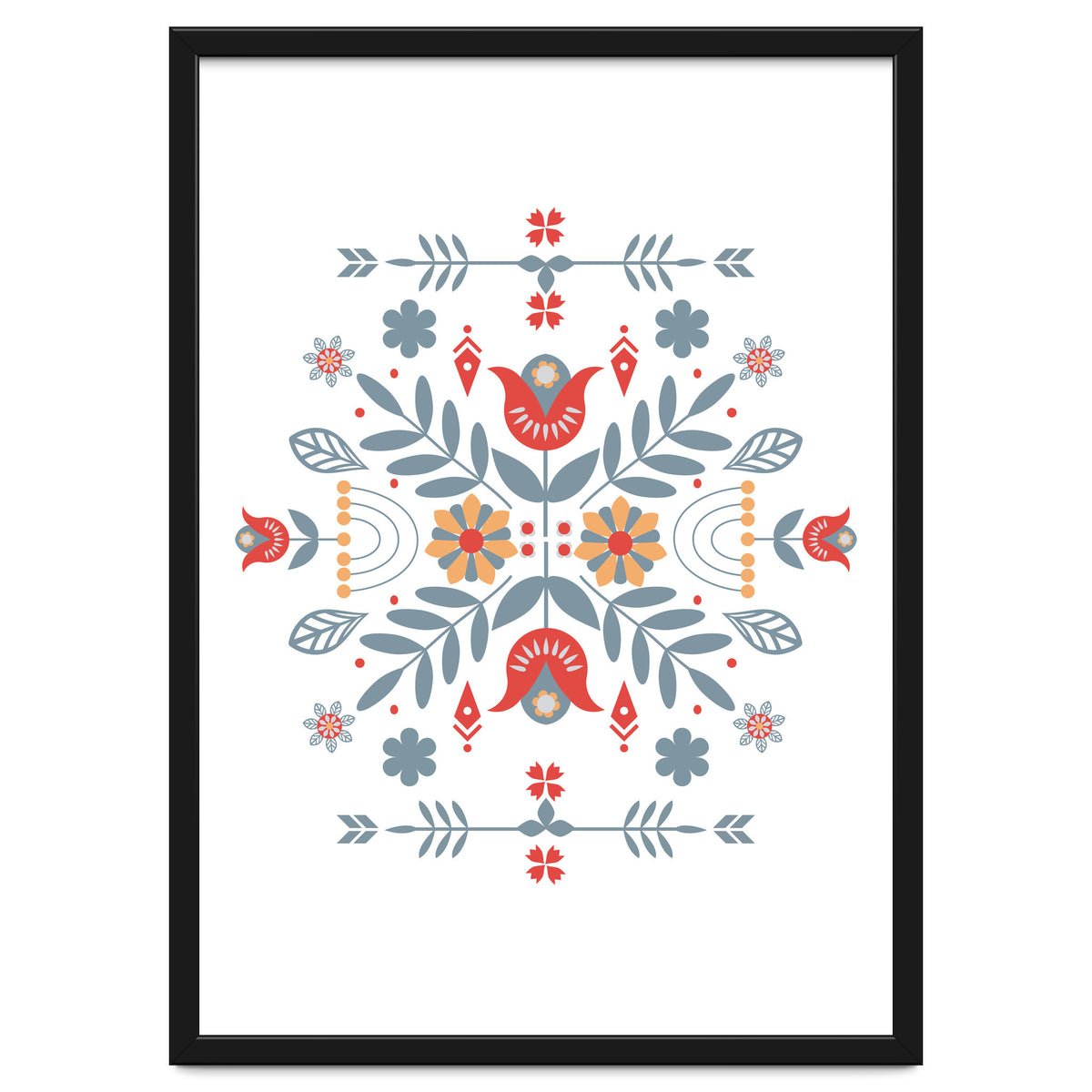 Scandinavian Folk Retro Flower Pattern