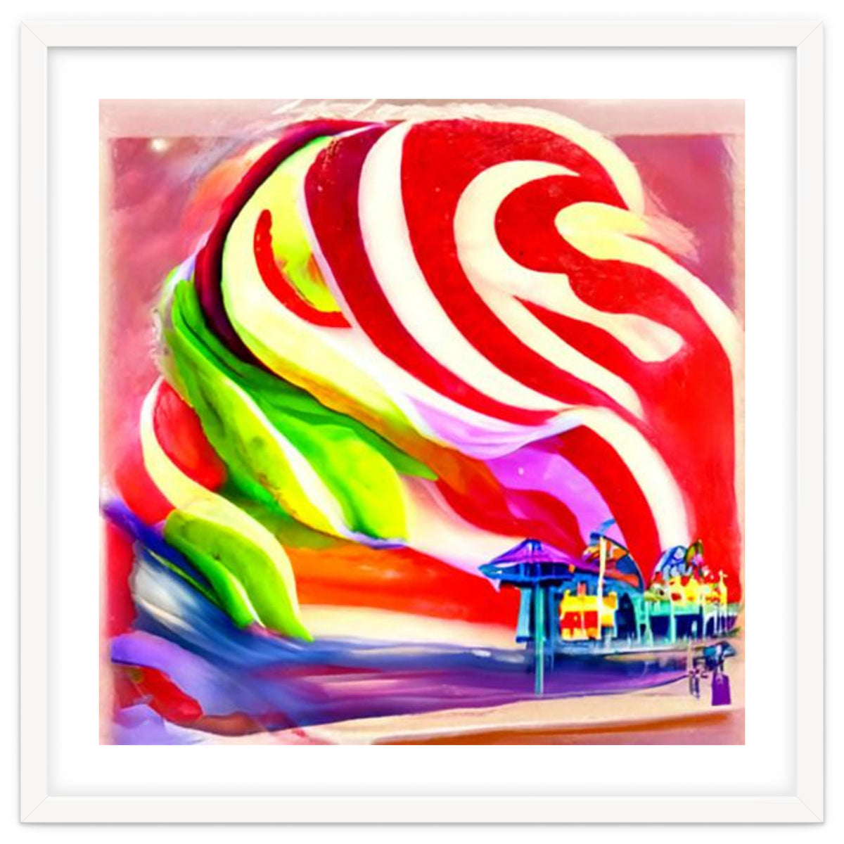 Santa Monica Pier swirly Candy AI Art