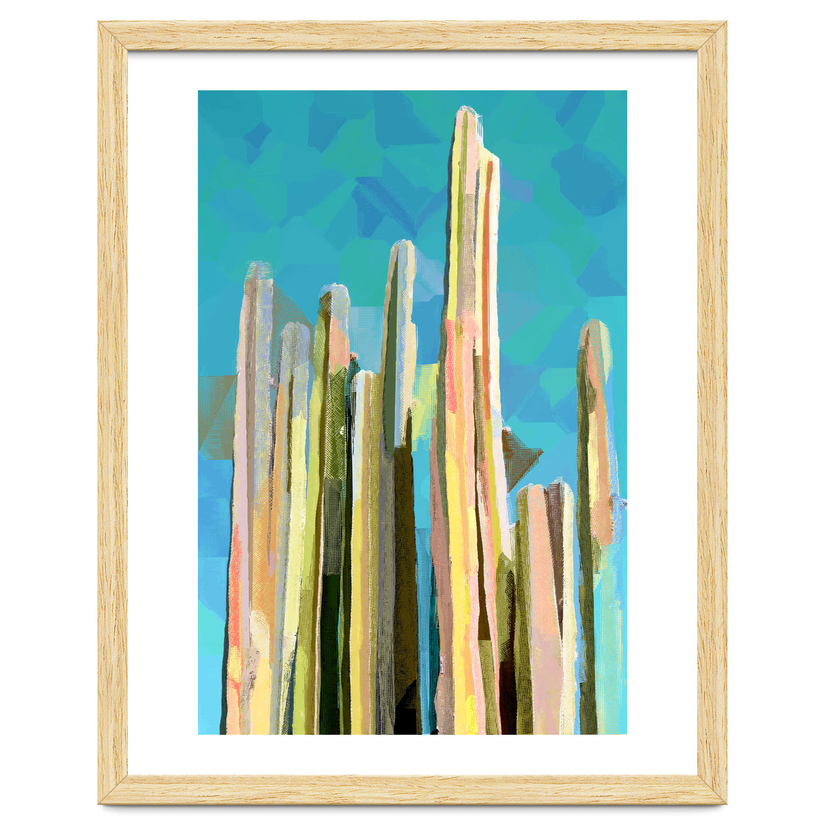 Desert's Rose, Summer Cactus Abstract Pastel Digital Art, Nature Botanical Color Sketch Plant Drawing