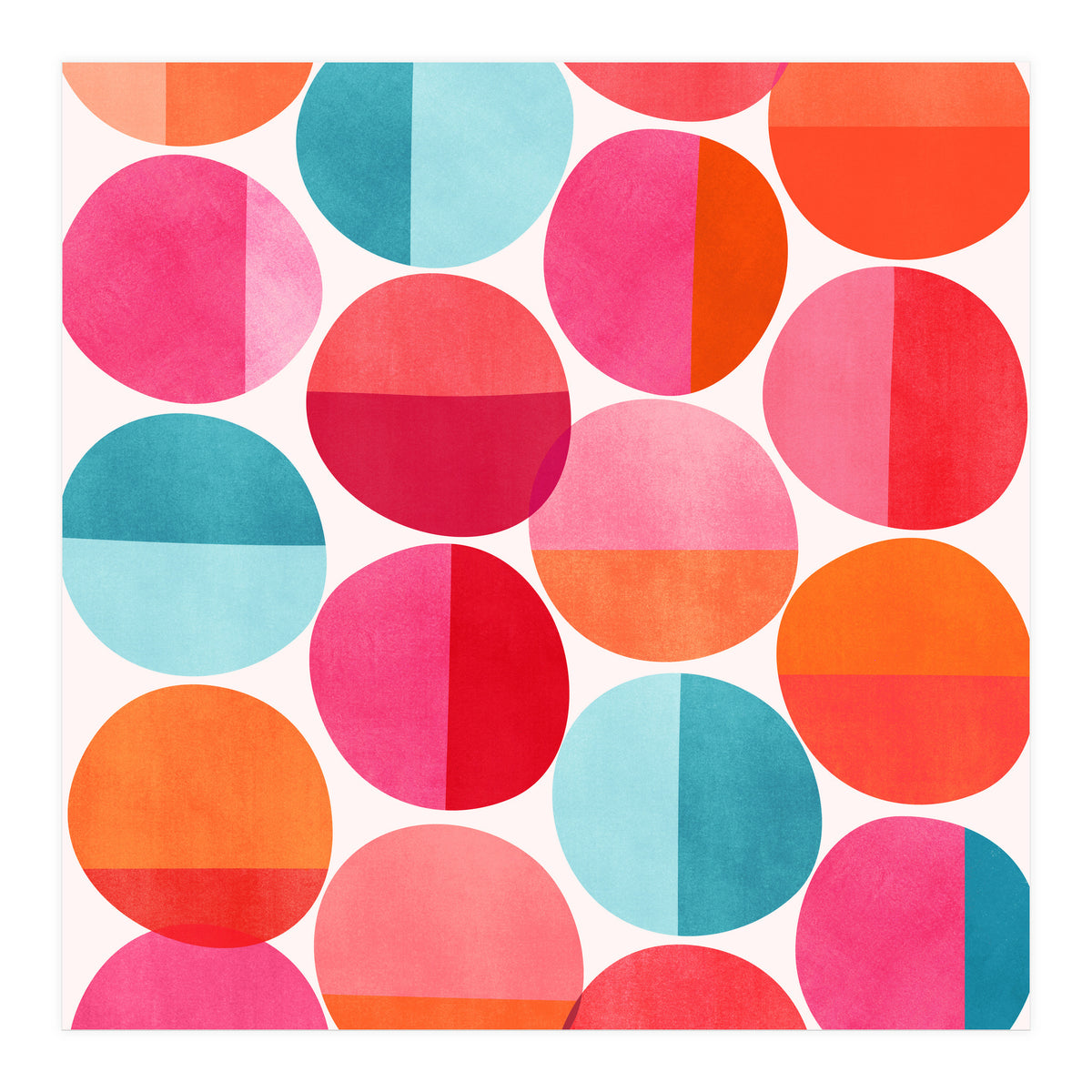 Mid Century Pink and Orange Dots (Print Only)