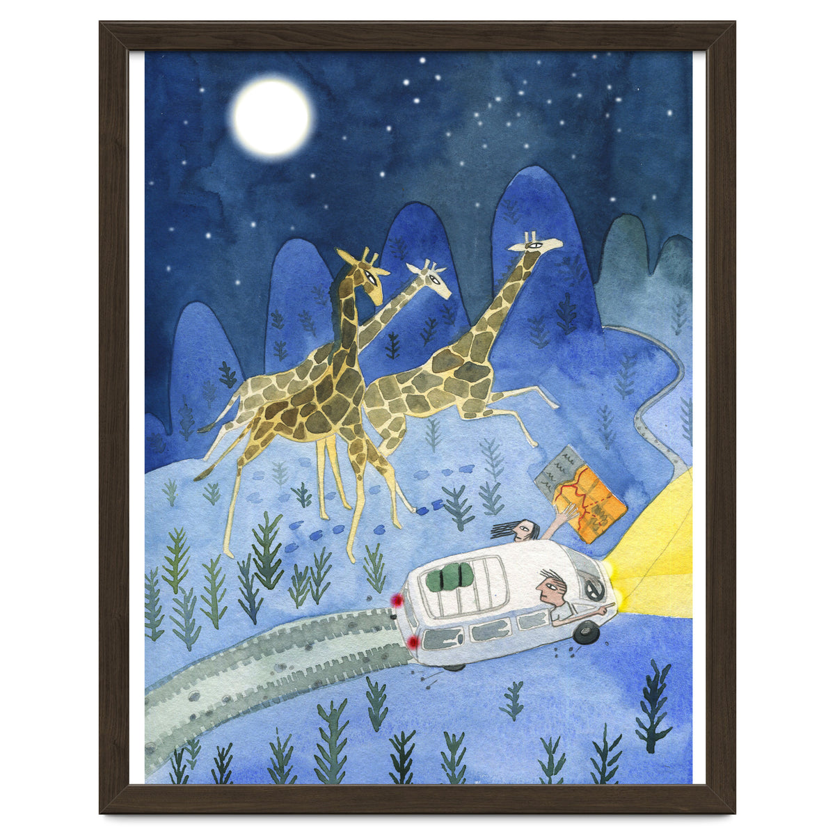 Giraffes In Moonlight