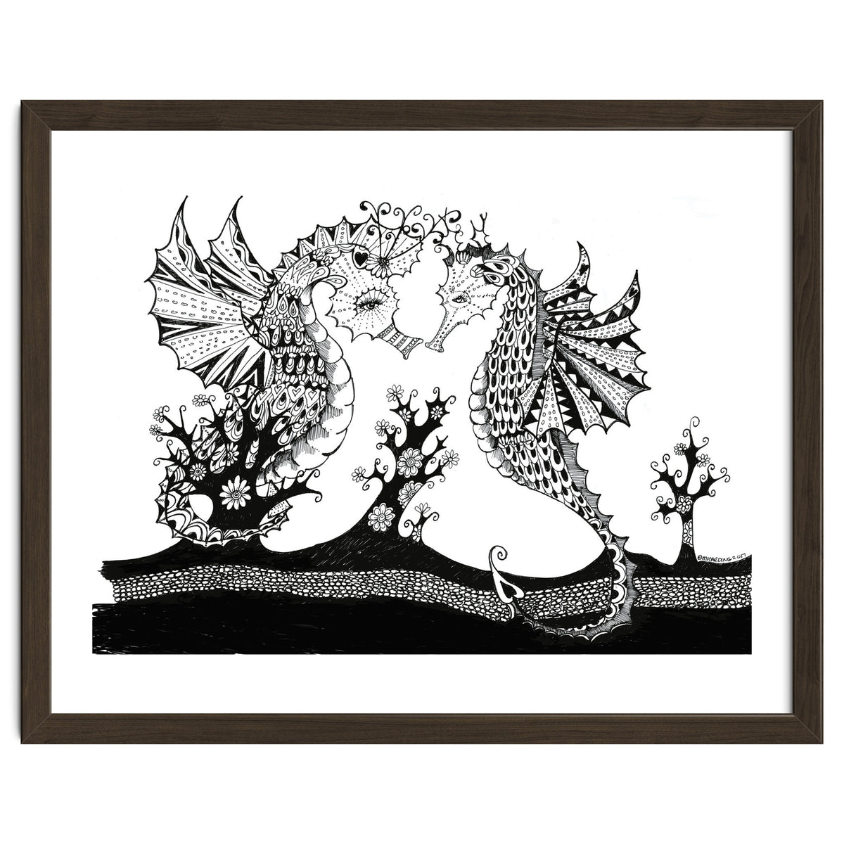 Seahorse Dragons Love Illustration