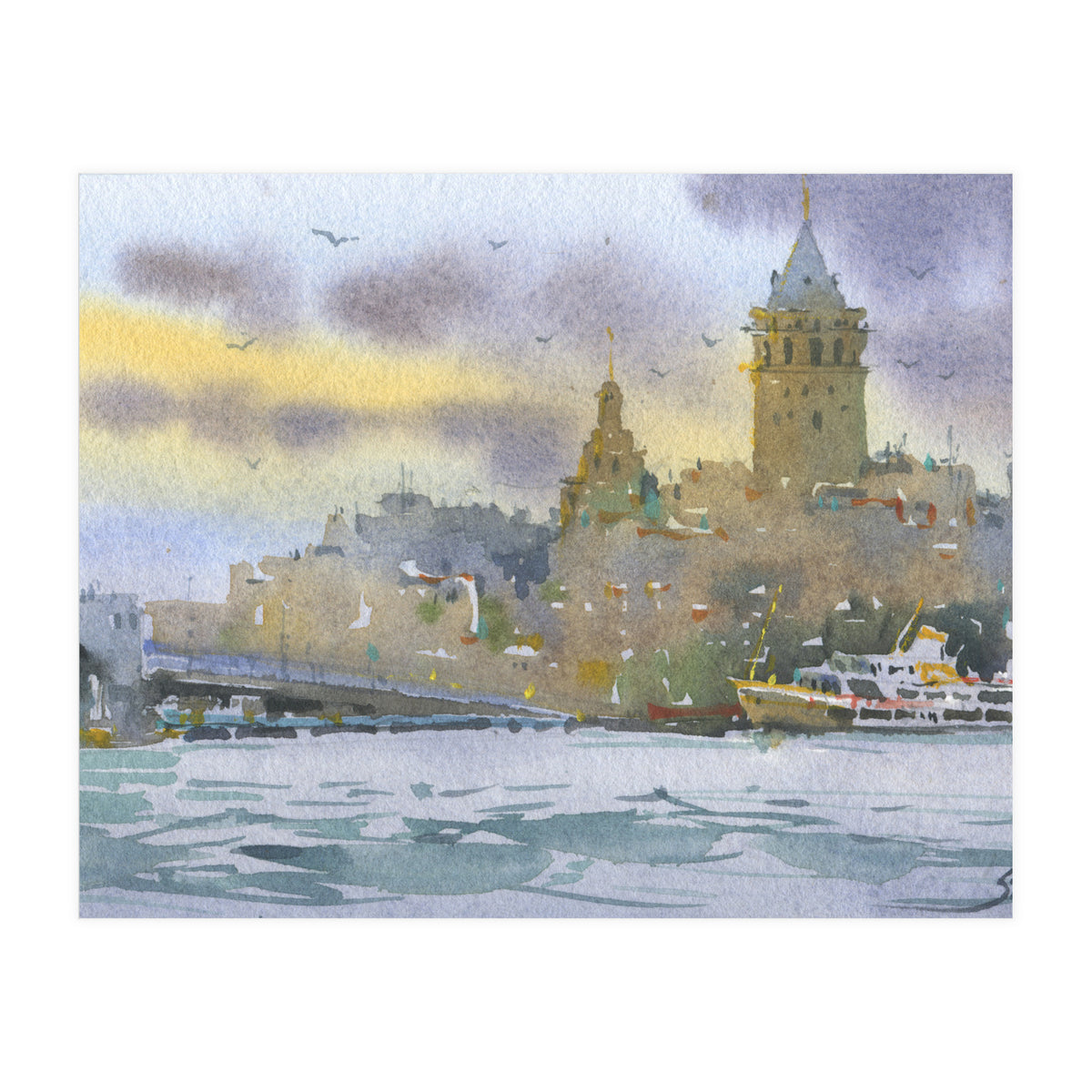 Galata Tower. Istanbul. Watercolor (Print Only)