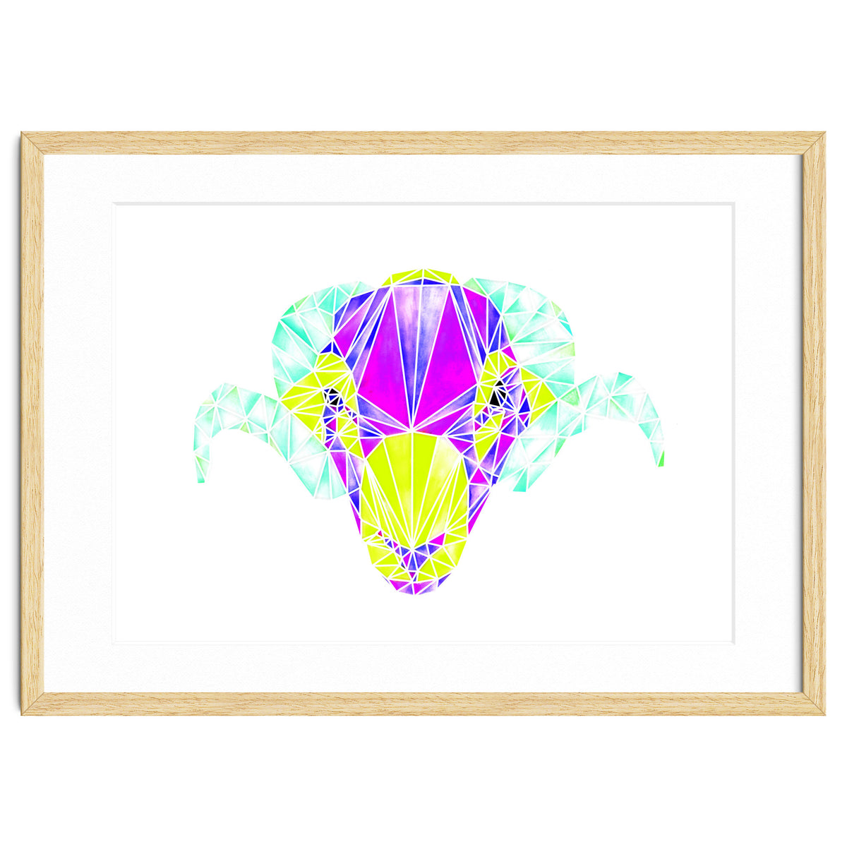 Colourful Geometric Swaledale Sheep Tup with White Lines