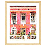 Monkey Business | Watercolor Tropical Goa Architecture Painting | Travel Pastel Pink Blush Building thumbnail