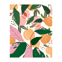 The Peach Garden , Vintage Botanical Tropical Jungle, Fruits Plants Pastel Summer Forest (Print Only)