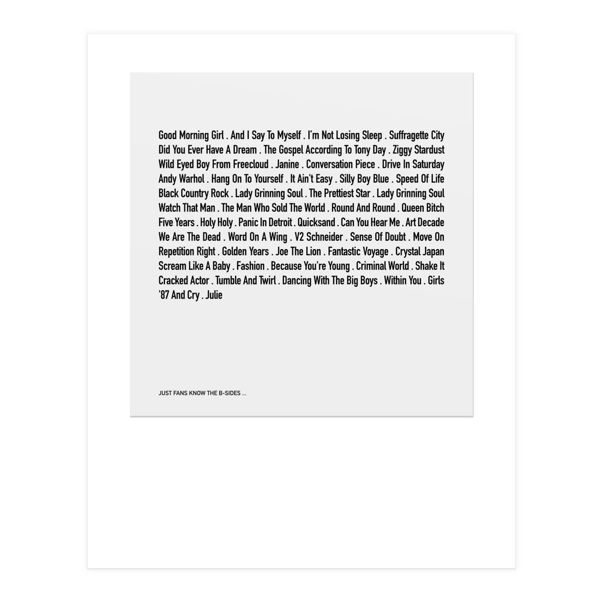 JUST BOWIE (Print Only)