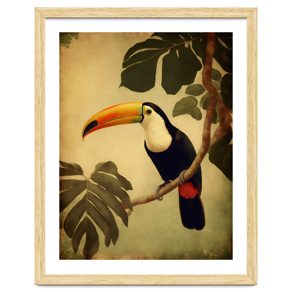 Toucan Vintage Jungle Painting