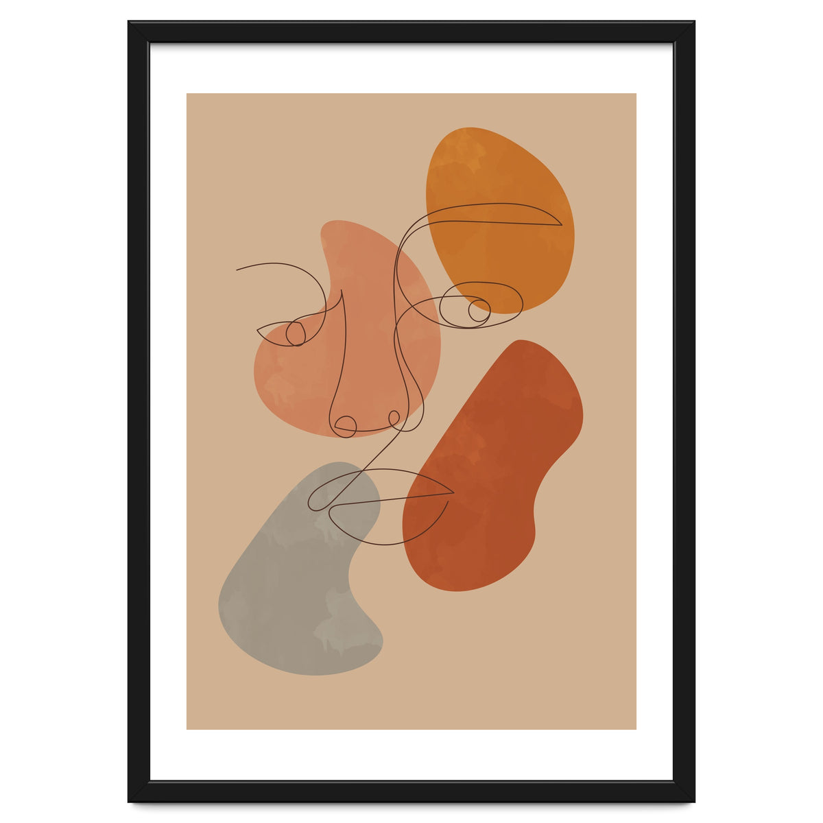 Feminine Line Art Boho Woman Face