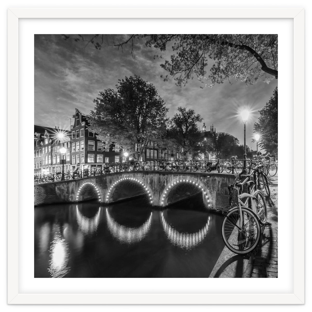 AMSTERDAM Idyllic nightscape from Keizersgracht | Monochrome