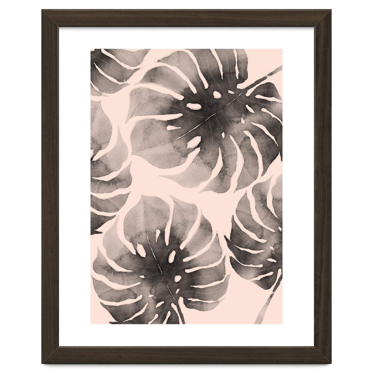 Monstera pink and gray watercolor