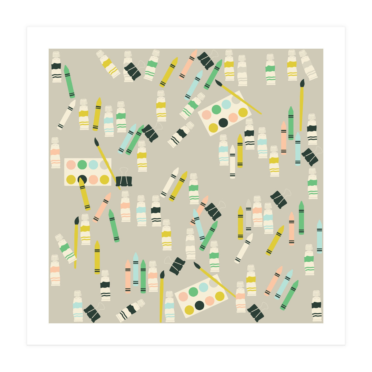 Artist pattern with crayons, watercolors and acrylic paint (Print Only)