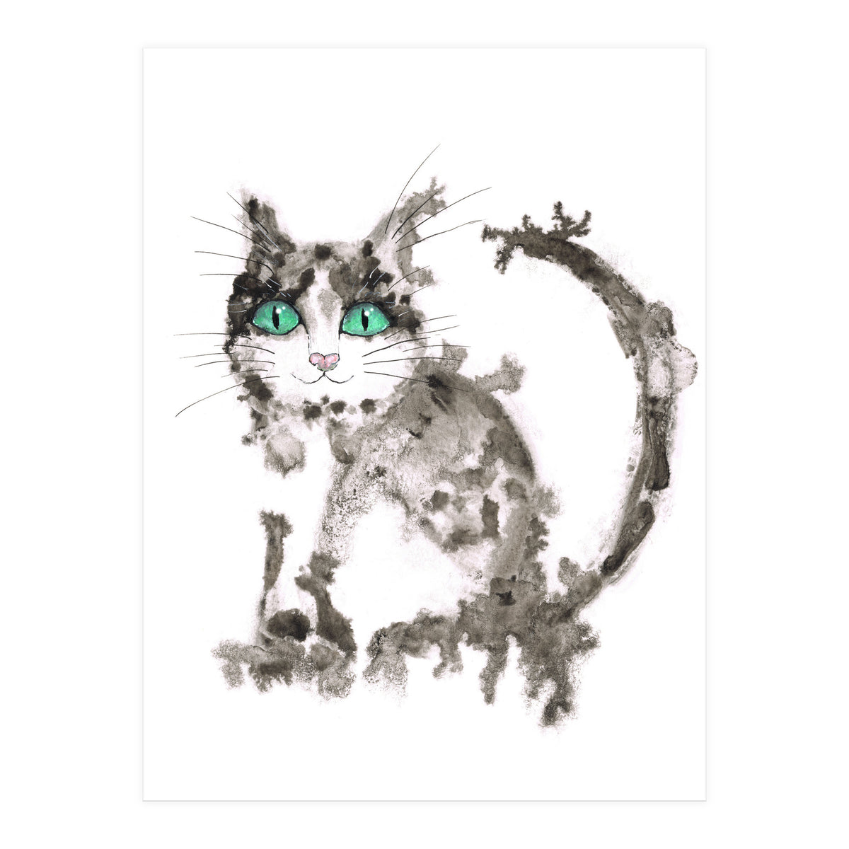 Black wet ink cat (Print Only)