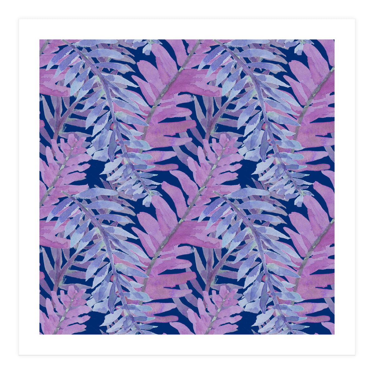 Woodland Ferns in Blue (Print Only)