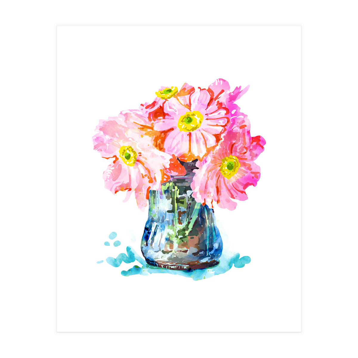 Watercolor Flower Pot (Print Only)