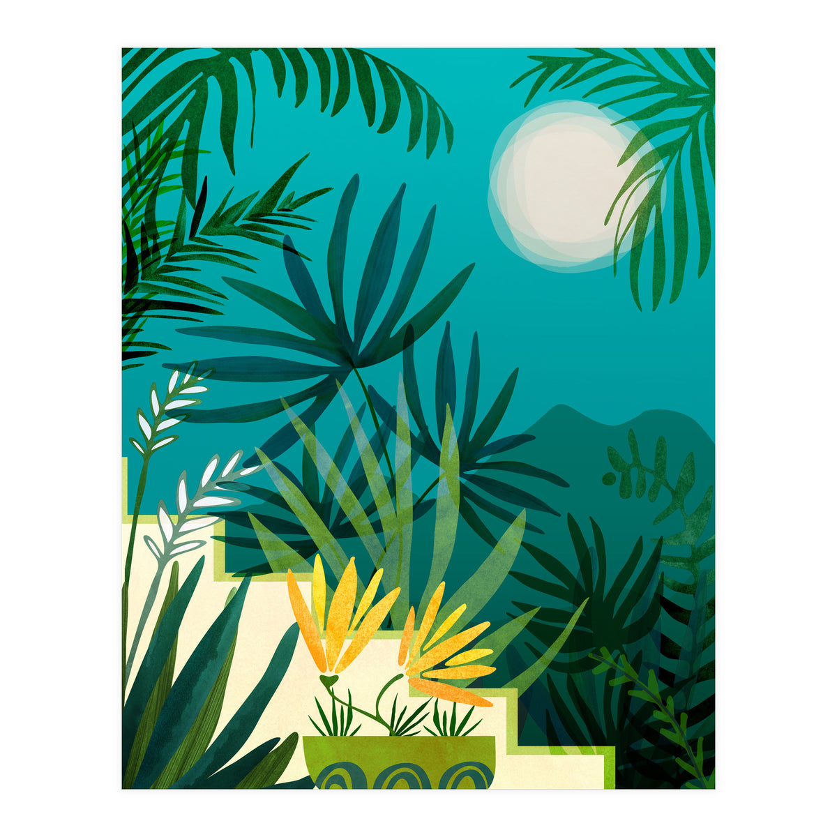 Rainforest With Moonlight (Print Only)