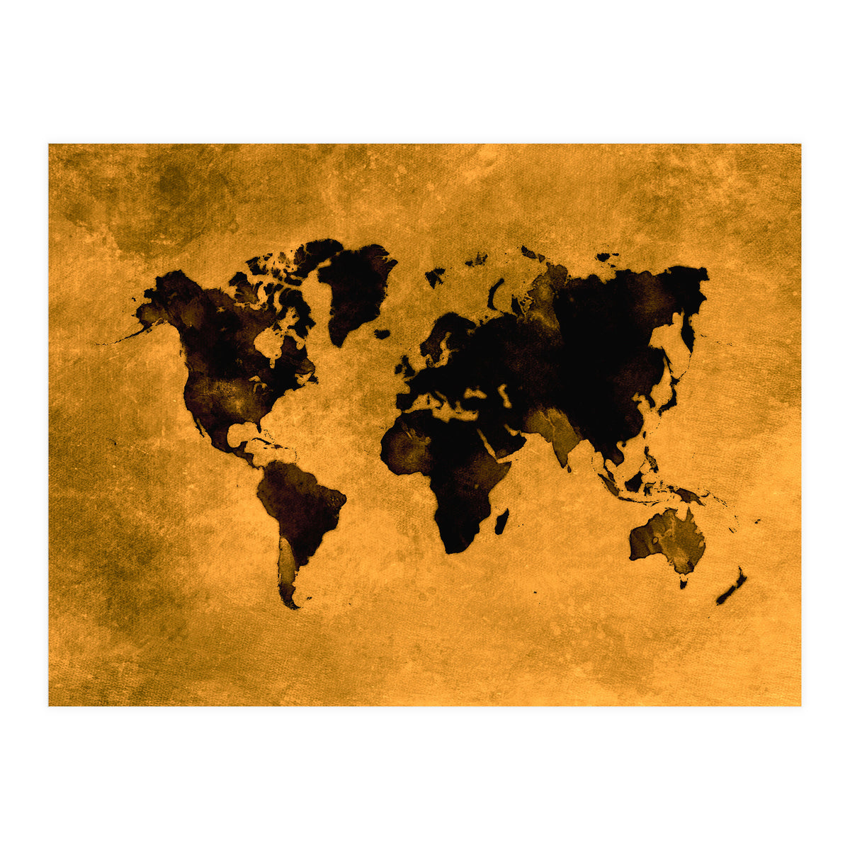 World Map black and yellow digital art (Print Only)