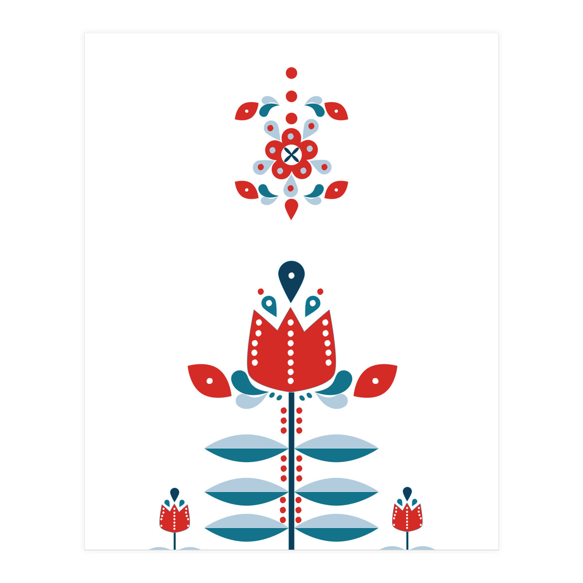 Scandinavian Folk Flowers (Print Only)