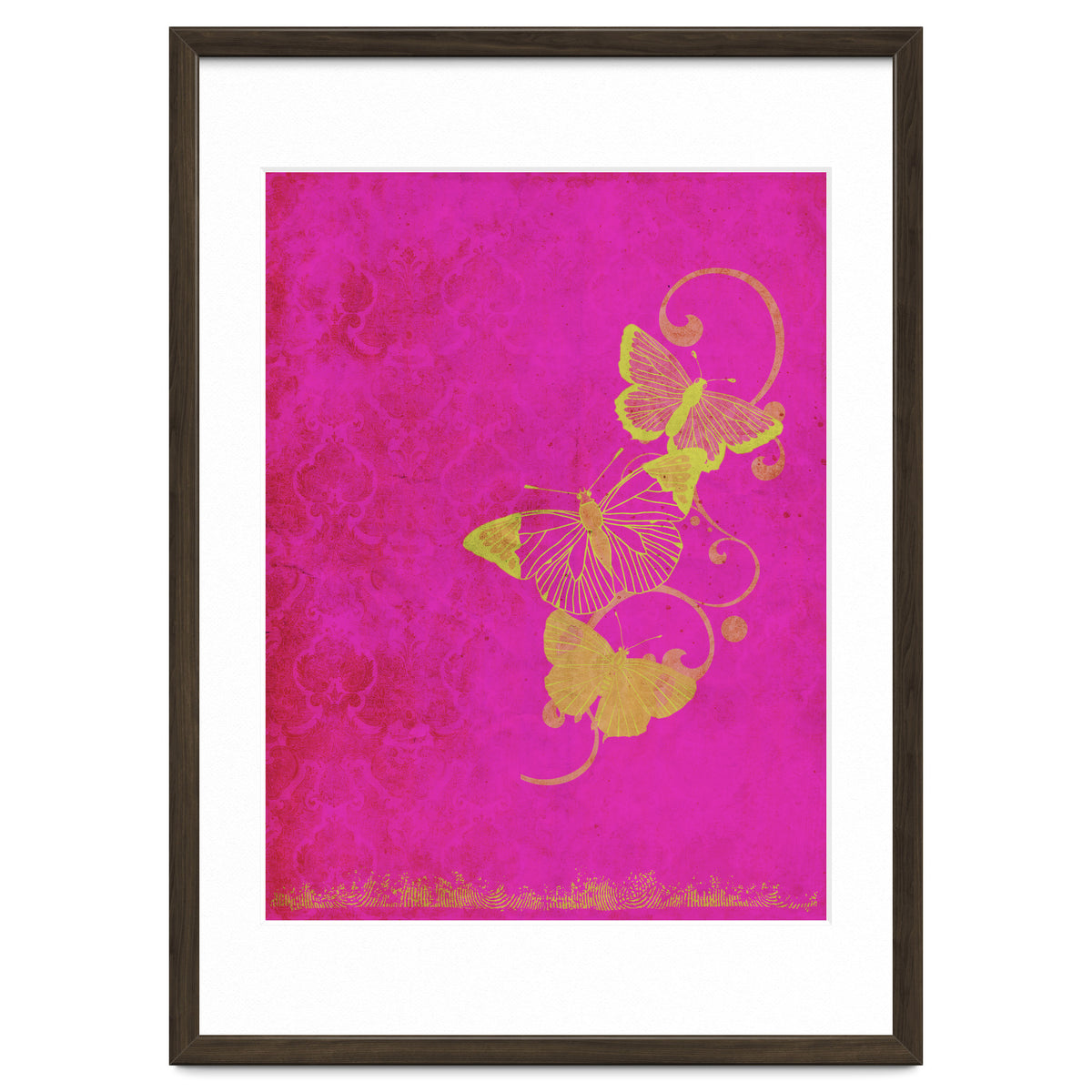 Yellow Butterflies on Pink
