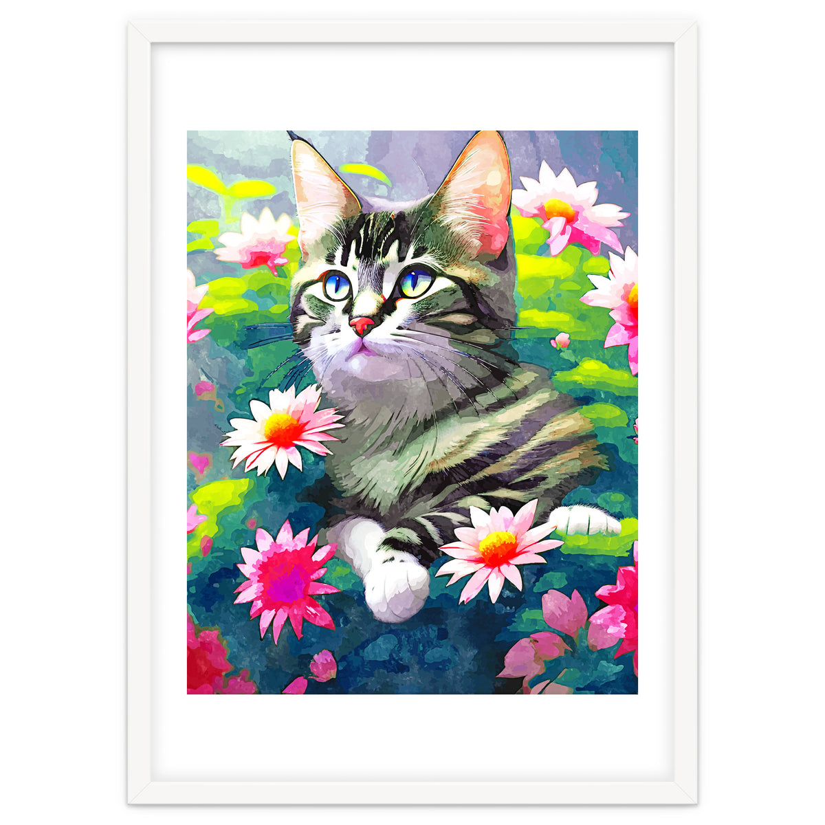 Always Positive, The Optimistic Cat, Positivity Mindset Pets, Optimism Watercolor Painting Animals