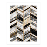 Abstract Chevron Pattern - Black and White Marble (Print Only) thumbnail