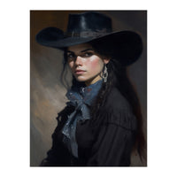 Gothic Cowgirl Moody Dark Painting  (Print Only)